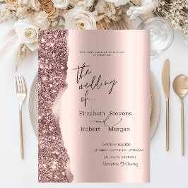 Elegant Stylish Rose Gold Glitter Script  Inbjudningar