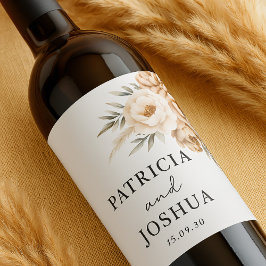 Elegant Stylish Rustic Boho Wedding Wine Labels Vinflaska Etikett