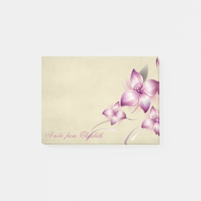 Elegant Stylish Tjejig ,  Blommor Post-it Block (Framsida)