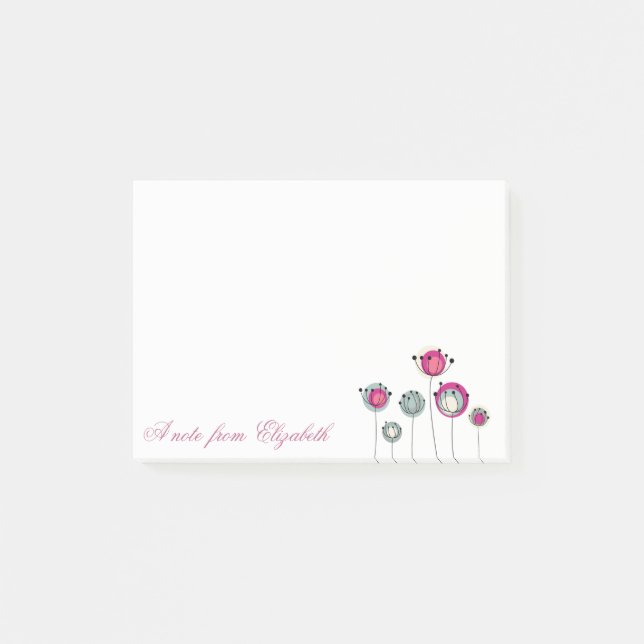Elegant Stylish Tjejig ,  Blommor Post-it Block (Framsida)