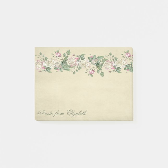 Elegant Stylisk Feminint ,  Blommor Post-it Block (Framsida)