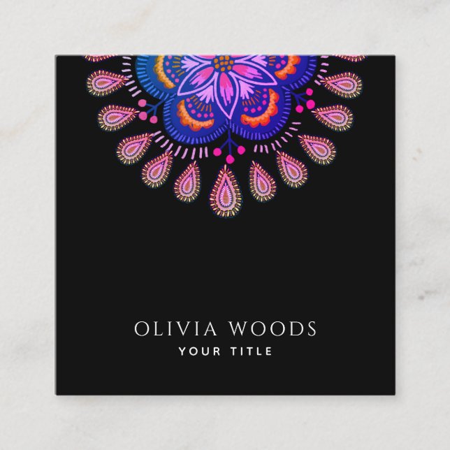 Elegant Stylized Mandala  Fyrkantigt Visitkort (Framsida)