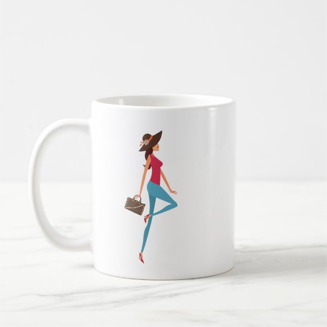 Elegant,Styrka,Snyggt,Sassy Girl,Rosa Personlig Kaffemugg (Vänster)