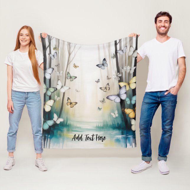 Elegant Subtil Fjärilspersonlig Fleecefilt (På plats)