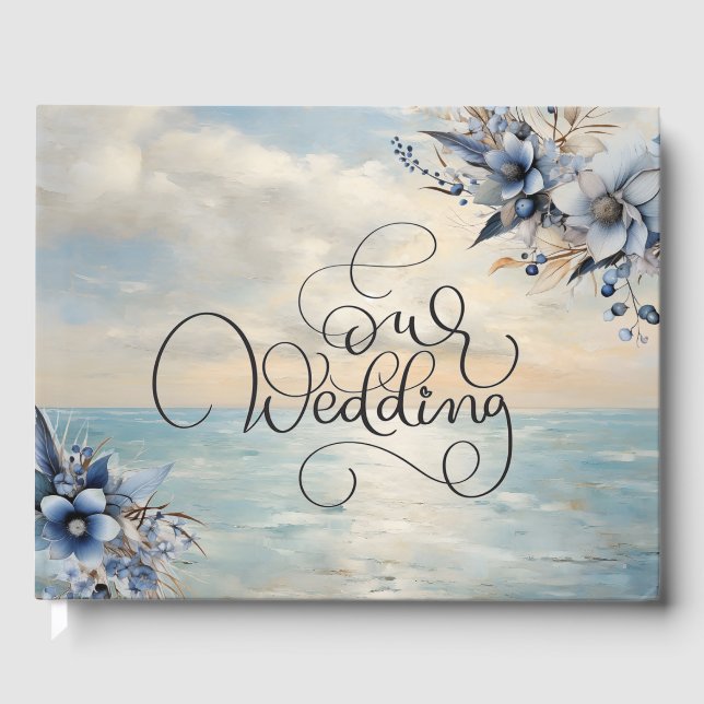 Elegant Subtle Sunset och Blommigt Bröllop Gästböcker (Framsida)