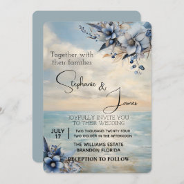 Elegant Subtle Sunset och Blommigt Bröllop Inbjudningar