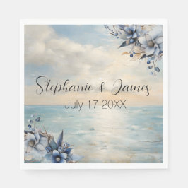 Elegant Subtle Sunset och Blommigt Bröllop Pappersservett