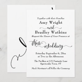 Elegant subtle Typography, Black on White Bröllop Inbjudningar