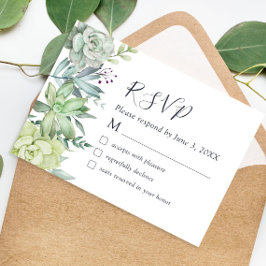 Elegant Succulent Grey Bröllop OSA Card Tack Kort