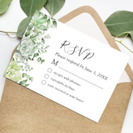 Elegant Succulent Grey Bröllop OSA Card Tack Kort