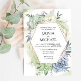 Elegant Succulent Grey Wedding bjudande Inbjudningar