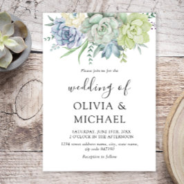 Elegant Succulent Grey Wedding bjudande Inbjudningar