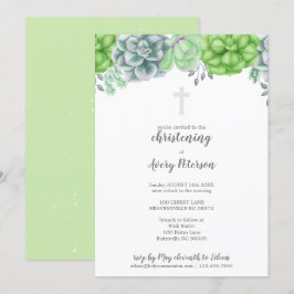 Elegant Succulent Kor Christening Religiösa Inbjudningar