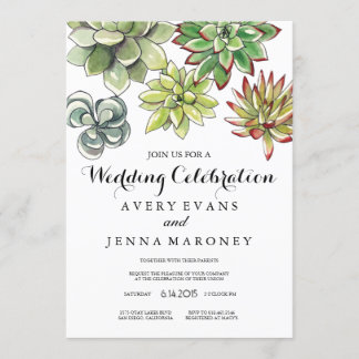 Elegant Succulent Plant Art Wedding bjudande Inbjudningar