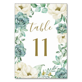 Elegant Succulous Watercolor Ivory Blommigt Bröllo Bordsnummer