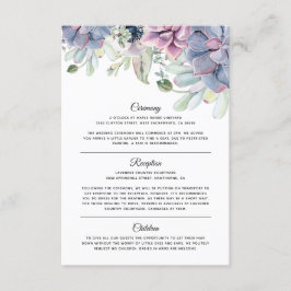 Elegant Succult Blommigts Bröllop Information Tilläggskort
