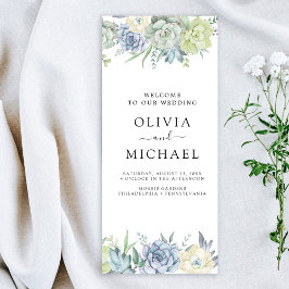 Elegant Succuly Greenery Bröllopsprogram Flyer