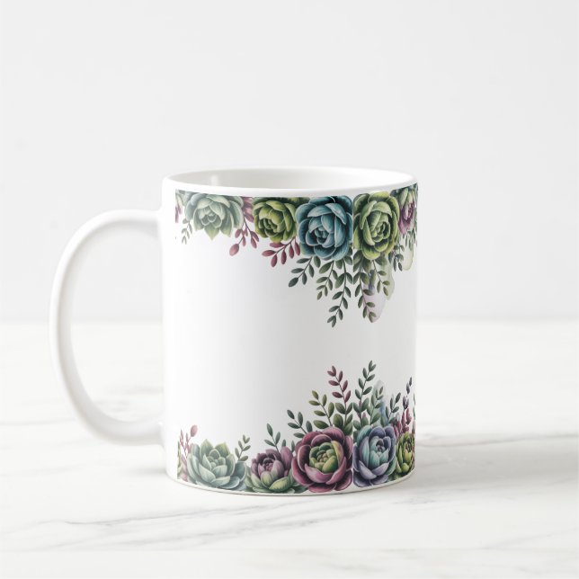 Elegant suckulent konst kaffemugg (Vänster)
