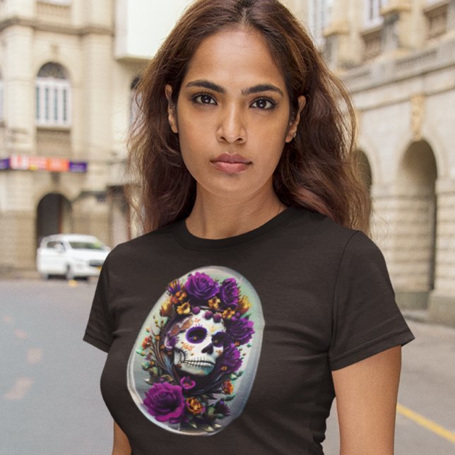 Elegant Sugar Skull - Mexikansk skal - Dag för död T Shirt (Skapare uppladdad)