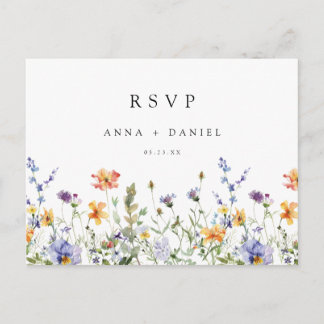 Elegant Summer Floral Wedding RSVP Vykort