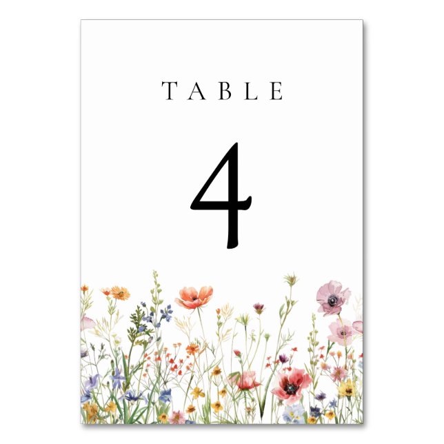 Elegant Summer Floral Wedding Table Number Bordsnummer (Framsidan)