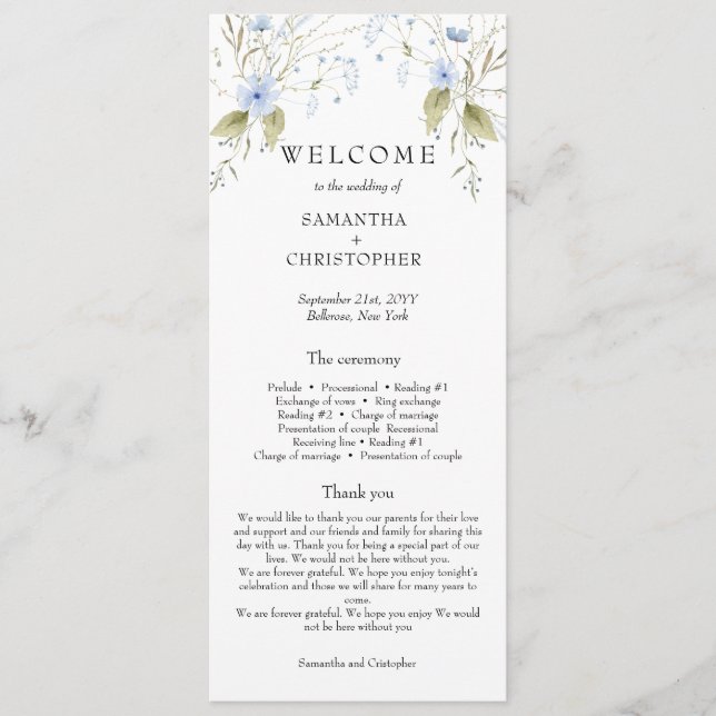 Elegant Summer Meadow Wildblommor Boho-programmet Program (Framsida)