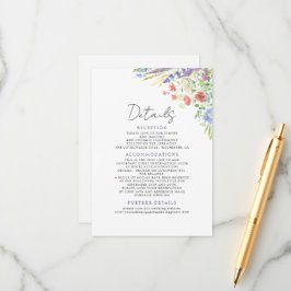 Elegant Summer Meadow Wildblommor Bröllop Tilläggskort
