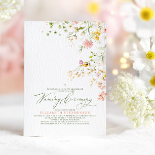 Elegant Summer Meadow Wildblommor Naming Ceremony Inbjudningar