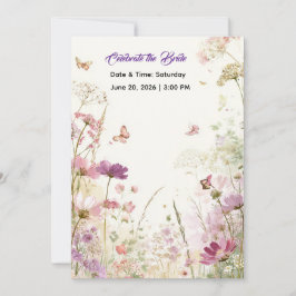 Elegant Summer Meadow Wildflowers Bridal Shower Inbjudningar