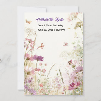 Elegant Summer Meadow Wildflowers Bridal Shower Inbjudningar