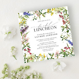 Elegant Summer Möhippa Luncheon Blommigt Wildblomm Inbjudningar