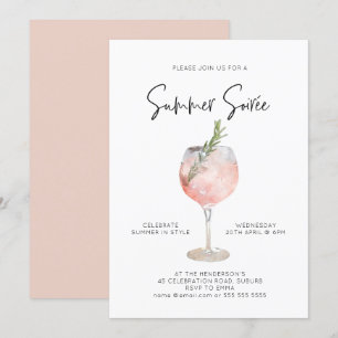 Elegant Summer Soiree Drinks Cocktail Party Rosa Inbjudningar
