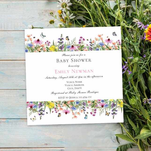 Elegant Summer Wildblomma Baby Shower Inbjudningar (Skapare uppladdad)