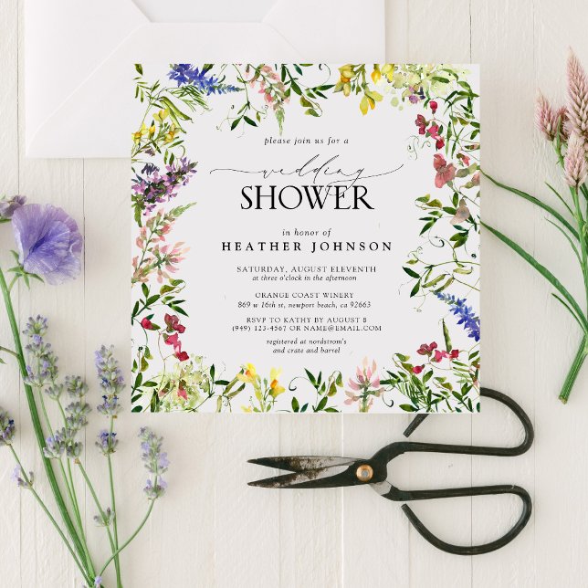 Elegant Summer Wildblomma Blommigt Möhippa Inbjudningar (Wildflower Whispers: Celebrate Love at Our Bridal Shower)