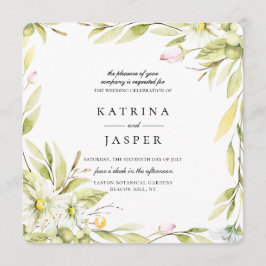Elegant Summer Wildblomma Botanical Bröllop Inbjudningar