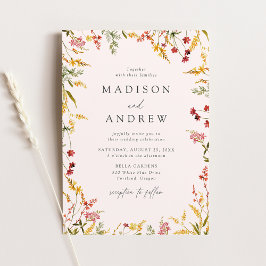 Elegant Summer Wildblomma Ram  Bröllop Inbjudningar
