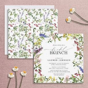 Elegant Summer Wildblomma Watercolor Möhippa Brunc Inbjudningar
