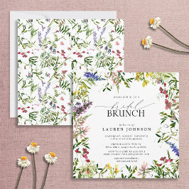 Elegant Summer Wildblomma Watercolor Möhippa Brunc Inbjudningar