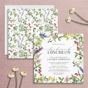 Elegant Summer Wildblomme Blommigt Möhippa Luncheo Inbjudningar