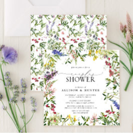 Elegant Summer Wildblomme Par Shower Inbjudningar