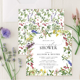 Elegant Summer Wildblomme Par Shower Inbjudningar