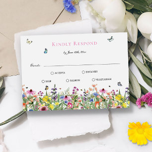 Elegant Summer Wildblommor Bröllop OSA Kort