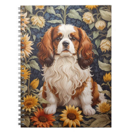 Elegant Sunblommor Cavalier Kung Charles Spain Anteckningsbok