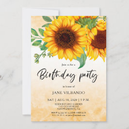 Elegant Sunflower Birthday Party Invitation Inbjudningar