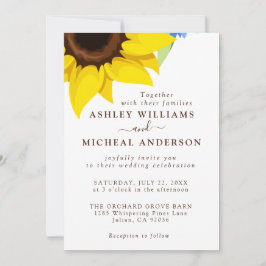 Elegant Sunflower Wedding Invitation With Photo Inbjudningar
