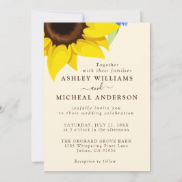 Elegant Sunflower Wedding Invitation With Photo Inbjudningar