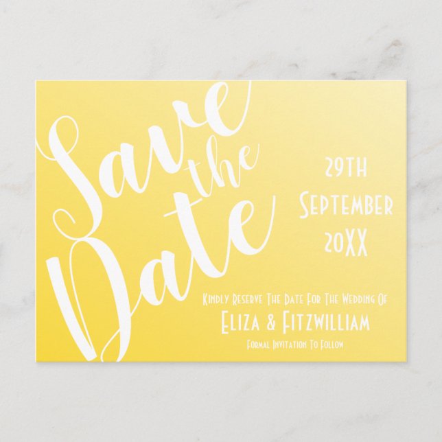 Elegant Sunflower Yellow Save The Date Vykort (Framsida)