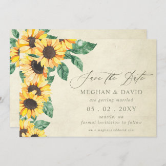 Elegant Sunflowers Garden Floral Save the Date Meddelande