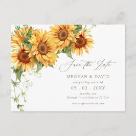 Elegant Sunflowers Garden Floral Save the Date Meddelande Vykort