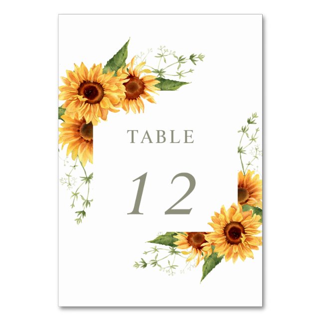 Elegant Sunflowers Garden Floral Wedding Bordsnummer (Framsidan)